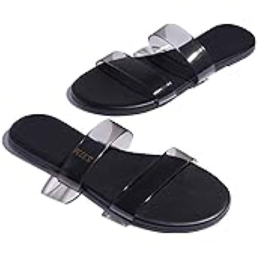 TKEES Black Clear Band Sandals